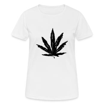 Hanfblatt schwarz - Frauen T-Shirt atmungsaktiv - Weiß - Vorne - AI Model Female 172 dark (172cm)