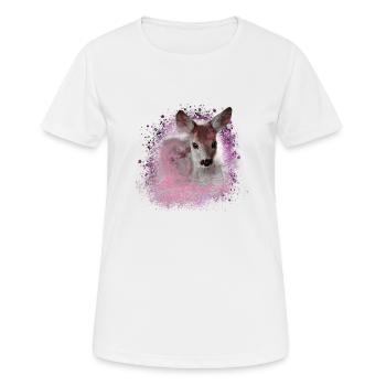 cerf rose, sauvage, fauve, graffiti, bambi, fauve, poulain - T-shirt respirant Femme - blanc - Devant - AI Model Female 172 dark (172cm)