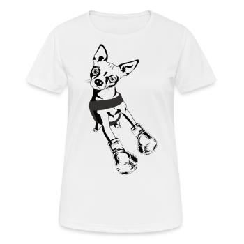 Boxer Chihuahua Hund sucht nach sparring Partner - Frauen T-Shirt atmungsaktiv - Weiß - Vorne - AI Model Female 172 dark (172cm)