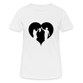 verliebt liebe pärchen baby kind papa mama - Frauen T-Shirt atmungsaktiv - Weiß - Vorne - AI Model Female 172 dark (172cm)