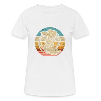 Westernreiten Westernreiterin Pferd Cowgirls Retro - Frauen T-Shirt atmungsaktiv - Weiß - Vorne - AI Model Female 172 dark (172cm)