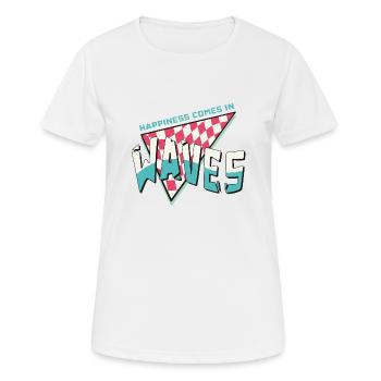 Happiness comes in waves Sommer Strand Retro Surf - Frauen T-Shirt atmungsaktiv - Weiß - Vorne - AI Model Female 172 dark (172cm)