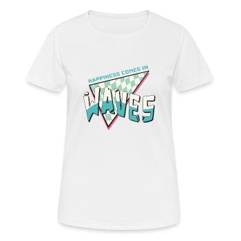Happiness comes in waves Sommer Strand Retro Surf - Frauen T-Shirt atmungsaktiv - Weiß - Vorne - AI Model Female 172 dark (172cm)
