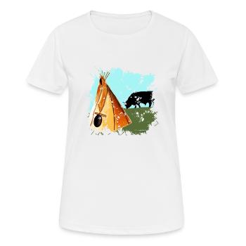 Indianerzelt in der nordamerikanischen Steppe - Frauen T-Shirt atmungsaktiv - Weiß - Vorne - AI Model Female 172 dark (172cm)