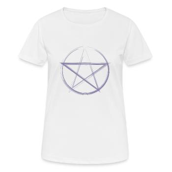 Pentagramm Skizze lila - Frauen T-Shirt atmungsaktiv - Weiß - Vorne - AI Model Female 172 dark (172cm)