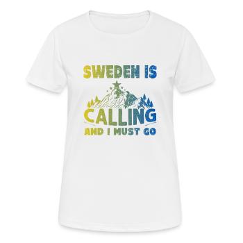 Ich muss wieder nach Schweden - Frauen T-Shirt atmungsaktiv - Weiß - Vorne - AI Model Female 172 dark (172cm)