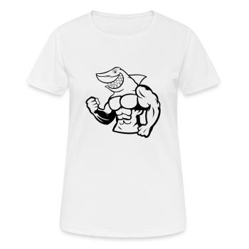 Strong Shark - Frauen T-Shirt atmungsaktiv - Weiß - Vorne - AI Model Female 172 dark (172cm)