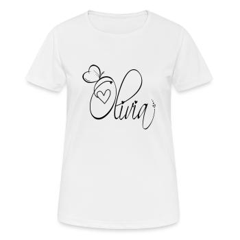 Olivia Name Vorname Mädchen Kalligrafie Dekor - Frauen T-Shirt atmungsaktiv - Weiß - Vorne - AI Model Female 172 dark (172cm)