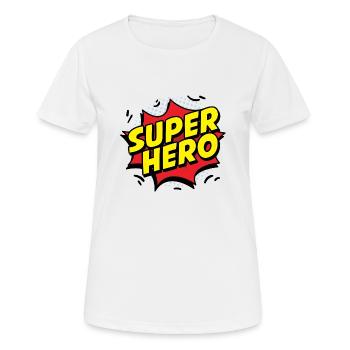 SUPER HERO - T-shirt respirant Femme - blanc - Devant - AI Model Female 172 dark (172cm)