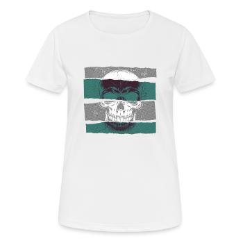 Skull green paper strip dark - Women's Breathable T-Shirt - white - Front - AI Model Female 172 dark (172cm)
