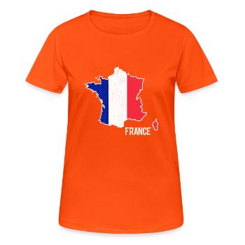 France Flag Map Outline - Women's Breathable T-Shirt - neon orange - Front - AI Model Female 172 dark (172cm)