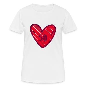 Mignon cœur rouge 50 ans 50ème anniversaire - T-shirt respirant Femme - blanc - Devant - AI Model Female 172 dark (172cm)