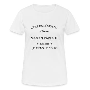 Maman Parfaite Tee 🌟 - T-shirt respirant Femme - blanc - Devant - AI Model Female 172 dark (172cm)