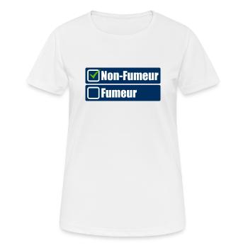 Non fumeur - T-shirt respirant Femme - blanc - Devant - AI Model Female 172 dark (172cm)