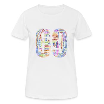 Text in English in colorful - Women's Breathable T-Shirt - white - Front - AI Model Female 172 dark (172cm)