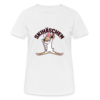 Skihaserl Skihase Skihasen Skihäschen Skifahrerin - Frauen T-Shirt atmungsaktiv - Weiß - Vorne - AI Model Female 172 dark (172cm)