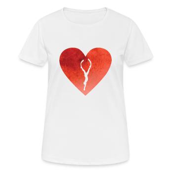 Herz mit Apnoetaucher der gerade taucht - Frauen T-Shirt atmungsaktiv - Weiß - Vorne - AI Model Female 172 dark (172cm)