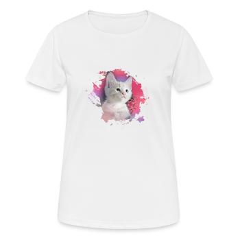 chaton, chaton, chaton, graffiti, peinture, rose - T-shirt respirant Femme - blanc - Devant - AI Model Female 172 dark (172cm)