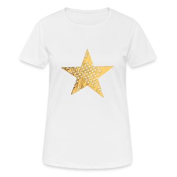Stern mit Löcher (gold) - Frauen T-Shirt atmungsaktiv - Weiß - Vorne - AI Model Female 172 dark (172cm)