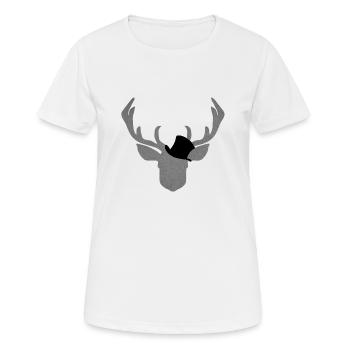 Deer with cylinder black with texture costume - Women's Breathable T-Shirt - white - Front - AI Model Female 172 dark (172cm)