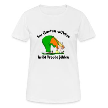 Im Garten wühlen heißt Freude fühlen - Frauen T-Shirt atmungsaktiv - Weiß - Vorne - AI Model Female 172 dark (172cm)
