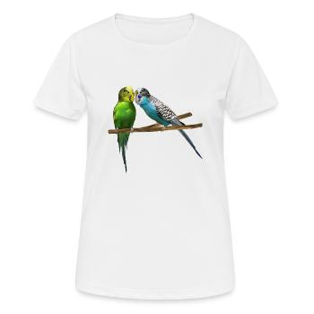 beaking budgerigar, bird pet, lover - Women's Breathable T-Shirt - white - Front - AI Model Female 172 dark (172cm)