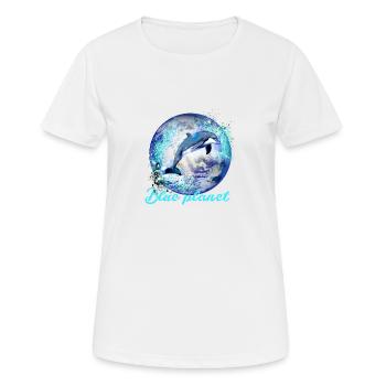 dauphin, terre, peinture, bleu, dauphins, mer, planète - T-shirt respirant Femme - blanc - Devant - AI Model Female 172 dark (172cm)