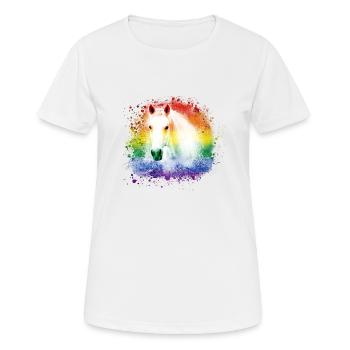 buntes Pferd ,Schimmel, Pferd ,regenbogen,grafftit - Frauen T-Shirt atmungsaktiv - Weiß - Vorne - AI Model Female 172 dark (172cm)