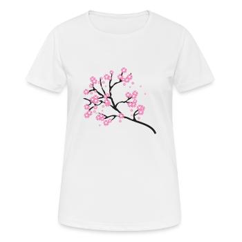 Blühende Kirschzweige - Frauen T-Shirt atmungsaktiv - Weiß - Vorne - AI Model Female 172 dark (172cm)