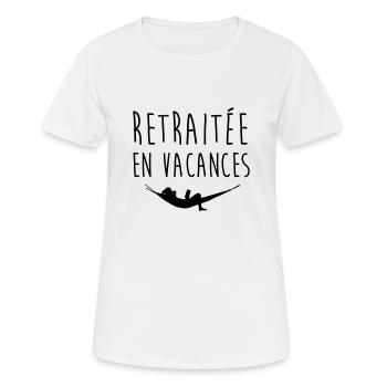Retraitée en vacances - T-shirt respirant Femme - blanc - Devant - AI Model Female 172 dark (172cm)