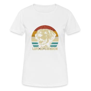 Golden Retriever chien rétro vintage silhouette - T-shirt respirant Femme - blanc - Devant - AI Model Female 172 dark (172cm)