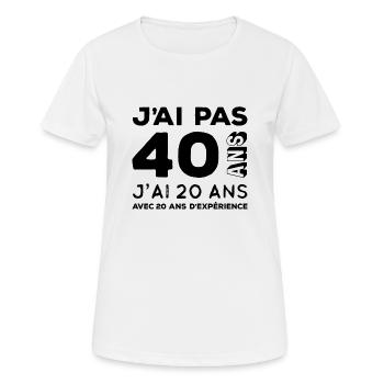 Anniversaire 40 ans - T-shirt respirant Femme - blanc - Devant - AI Model Female 172 dark (172cm)