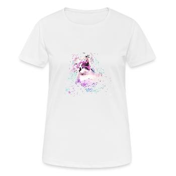 chat, coloré, aquarelle, art, peinture, graffiti, étoiles - T-shirt respirant Femme - blanc - Devant - AI Model Female 172 dark (172cm)