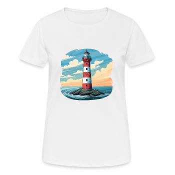 Lighthouse in the sea, clouds, wind and waves - Women's Breathable T-Shirt - white - Front - AI Model Female 172 dark (172cm)