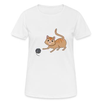 Cat with wool - Women's Breathable T-Shirt - white - Front - AI Model Female 172 dark (172cm)