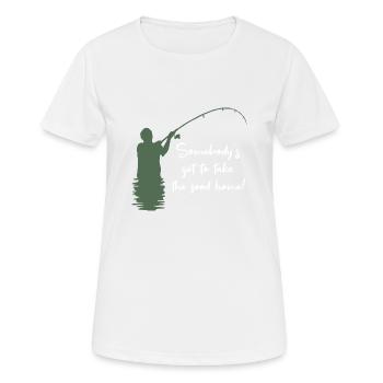 Angler - Frauen T-Shirt atmungsaktiv - Weiß - Vorne - AI Model Female 172 dark (172cm)