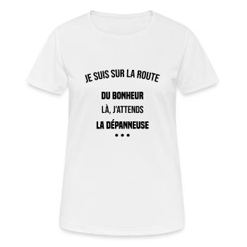 je suis sur la route du bonheur cadeau humour - T-shirt respirant Femme - blanc - Devant - AI Model Female 172 dark (172cm)