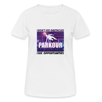 Parkour Freerunner Traceur Le Parcour gift idea - Women's Breathable T-Shirt - white - Front - AI Model Female 172 dark (172cm)