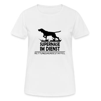 Supernase im dienst Geschenk Mantrailing Suchhund - Frauen T-Shirt atmungsaktiv - Weiß - Vorne - AI Model Female 172 dark (172cm)