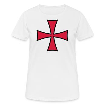 02 Templer Kreuz 2c - Frauen T-Shirt atmungsaktiv - Weiß - Vorne - AI Model Female 172 dark (172cm)
