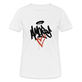 amore graffiti - Women's Breathable T-Shirt - white - Front - AI Model Female 172 dark (172cm)