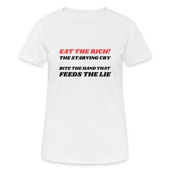 Eat the rich! - Women's Breathable T-Shirt - white - Front - AI Model Female 172 dark (172cm)