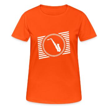 Saxofon - Frauen T-Shirt atmungsaktiv - Neonorange - Vorne - AI Model Female 172 dark (172cm)