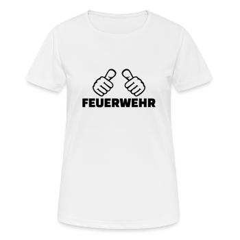 Feuerwehr - Frauen T-Shirt atmungsaktiv - Weiß - Vorne - AI Model Female 172 dark (172cm)