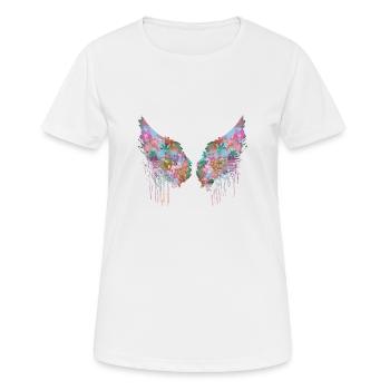 ailes d’ange, ailes, colorées, ailes d’ange, fleurs - T-shirt respirant Femme - blanc - Devant - AI Model Female 172 dark (172cm)