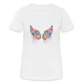 angelwings,flügel,bunt,engelsflügel,blumen - Frauen T-Shirt atmungsaktiv - Weiß - Vorne - AI Model Female 172 dark (172cm)