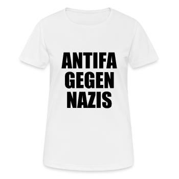 Antifa gegen nazis - Frauen T-Shirt atmungsaktiv - Weiß - Vorne - AI Model Female 172 dark (172cm)