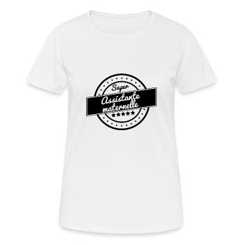 Super assistante maternelle - T-shirt respirant Femme - blanc - Devant - AI Model Female 172 dark (172cm)