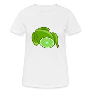 poulet, poulet, citron vert, poulet au citron, bande dessinée - T-shirt respirant Femme - blanc - Devant - AI Model Female 172 dark (172cm)