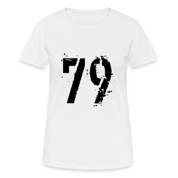 Nummer 79 - Frauen T-Shirt atmungsaktiv - Weiß - Vorne - AI Model Female 172 dark (172cm)